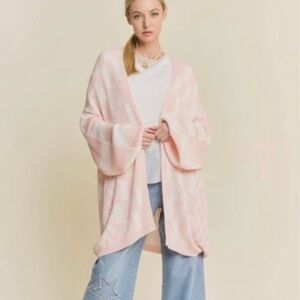 Davi & Dani Checking Out Pink Oversized Cardigan